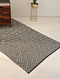 Black And Off White Cotton Jacquard Rug (L- 6ft, W- 3.9ft)