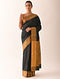 Black Handwoven Narayanpet  Silk Saree