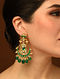 Green Gold Tone Pachi Kundan Earrings 