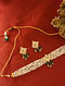 Green Gold Tone Pachi Kundan Choker Necklace Set (Set of 2)