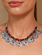 Red Green Silver Tone Tribal Necklace 