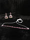 Ruby Pink Silver Tone Temple Necklace With Earrings 