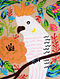 Parrot Beige Hand Crewel-Embroidered Jute and Cotton Cushion Cover (18in x 18in)