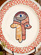 Modern Hamsa Hand White Handcrafted Ceramic and Wood Wall Plate (Dia - 11in)