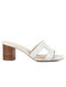 White Handcrafted Leather Block Heels