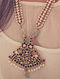 Kempstone Encrusted Gold Plated Silver Necklace with Pearls 