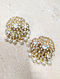 Gold Plated Silver Polki Earrings With Fresh Water Pearls