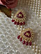 Pink Gold Plated Silver Polki Earrings With Ruby
