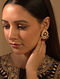 Pink Gold Plated Silver Polki Earrings With Ruby