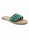 Mint Green Handcrafted Ikat Faux Leather Flats