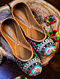 Multicolored Hand Embroidered Genuine Leather Juttis