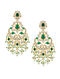 Green Gold Plated Vellore Polki Silver Earrings