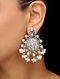 Pearl Kundan-inspired Silver Earrings with Floral Motif