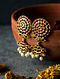 Red-Green Gold-plated Silver Earrings with Pearls