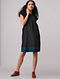 Black-Blue Mangalgiri Cotton Dress with Pockets