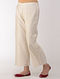 Ivory Embroidered Elasticated Waist Cotton-Silk Pants