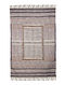 Brown-Grey Hand Block-printed Cotton Rug (6.3ft x 4.2ft)
