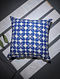 Blue-White Block-printed Cotton Cushion Cover (16in x 16in)