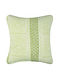 Green-White Block-printed Cotton Cushion Cover (16in x 16in)