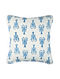 Blue-White Block-printed Cotton Cushion Cover (16in x 16in)