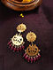 Maroon Gold Tone Kundan Necklace with Earrings (Set of 2)