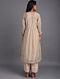 Beige Hand Block Printed Chanderi Kurta with Embroidery and Cotton Lining