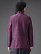 Purple Quilted Muga Silk Jacket with Embroidered Buttons