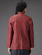 Red Quilted Muga Silk Jacket with Embroidered Buttons