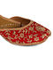 Red-Gold Handcrafted Dupion Silk and Leather Juttis with Dori Jaal Work