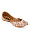 Peach-Ivory Sequin-embellished Silk and Leather Juttis with Zari and Thread Work