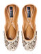 Ivory-Gold Silk and Leather Juttis with Sequin Embellishment