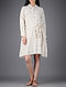 Ivory-Black Collared Ikat Cotton Dress with Belt-S