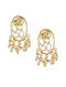 Gold Tone Silver Earrings with Pearls