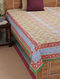 Yellow-Red Block-printed Cotton Double Bedcover
