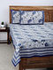 Blue-White Hand Block-printed Cotton Double Bed Cover with Pillow Covers (Set of 3)
