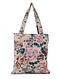 Beige-Multicolored Embroidered and Printed Cotton Tote Bag