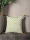 Pestal Green Embroidered Cotton Cushion Cover with Tassel ( 16.5in x 16.5in )