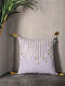 Misty Lilac Sequin-Embroidered Cotton Cushion Cover with Tassel ( 16.5in x 16in )
