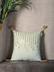 Pestal Green Sequin-Embroidered Cotton Cushion Cover with Tassel ( 16.5in x 16.5in )