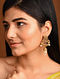 Gold Tone Temple Work Jhumki Earrings with Pearls