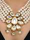 White Gold Tone Kundan Necklace with Earrings (Set of 2)