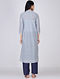 Blue-White Mandarin Collar Handloom Khadi Kurta by Jaypore