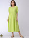 Green Cotton Dress with gathers by Jaypore