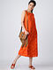 Orange-Yellow Bandhani Cotton Dress with Pockets
