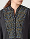 Black Embroidered Mandarin Collar Cotton Top by Jaypore