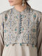 Beige Embroidered Mandarin Collar Cotton Kurta by Jaypore