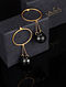 Black Gold Tone Terracotta and Brass Earrings