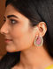 Pink Gold Tone Kundan Inspired Enameled Earrings