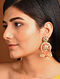 Red Gold Tone Kundan Inspired Jhumki Earrings with Pearls