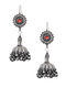 Red Tribal Silver Jhumkis